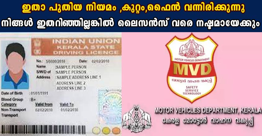 ശ്രേധിച്ചില്ലെങ്കിൽ നിങ്ങളുടെ ലൈസൻസും നഷ്ട്ടമാകും. ഇതാ പുതിയ നിയമങ്ങൾ വിശദമായി അറിഞ്ഞിരിക്കാം