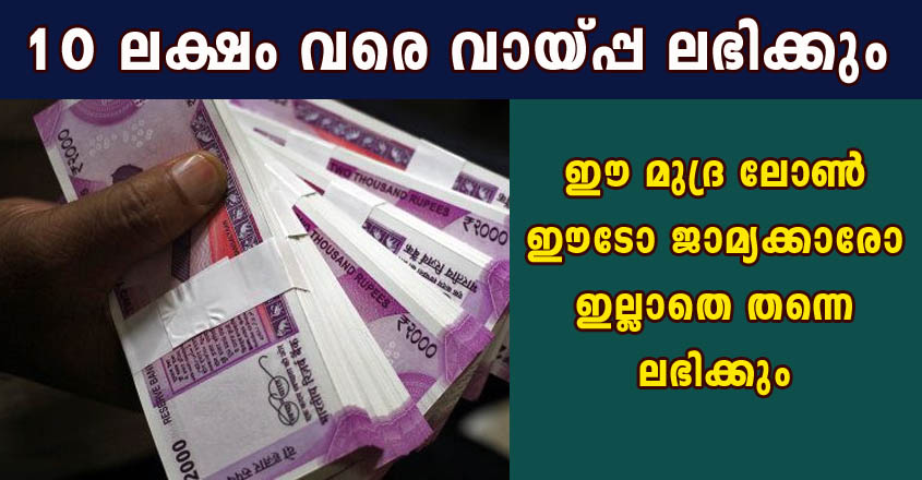 ഒരു ഈടും ഇല്ലാതെ പത്തു ലക്ഷം രൂപ വരെ ലഭിക്കും ലോൺ.