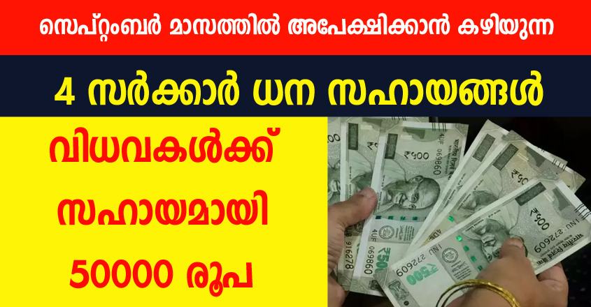 സെപ്റ്റംബർ മാസത്തിൽ അപേക്ഷിക്കാവുന്ന 4 സർക്കാർ ധന സഹായങ്ങൾ