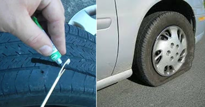 യാത്രക്കിടയിൽ വാഹനത്തിന്റെ ടയർ പഞ്ചറായോ ? ഒറ്റ മിനിറ്റിൽ നന്നാക്കാം, ഈ ട്രിക്ക് അറിഞ്ഞിരുന്നാൽ മതി