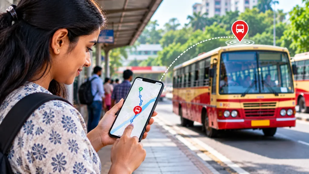 Live Bus Tracking ഉപയോഗിച്ച് മൊബൈലിൽ ബസ് ലൊക്കേഷൻ പരിശോധിക്കുന്നു