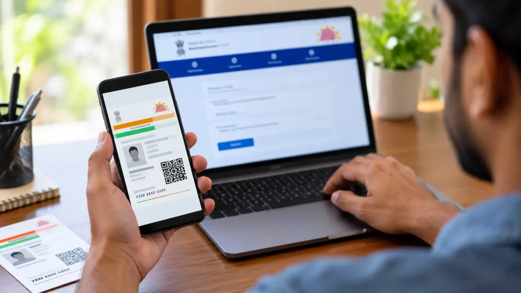 : Aadhaar PDF Download ചെയ്യാനുള്ള മാർഗം വിശദീകരിക്കുന്ന ചിത്രം